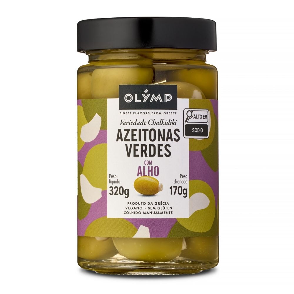 Olymp - Azeitonas Chalkidiki com Alho 320g/170g