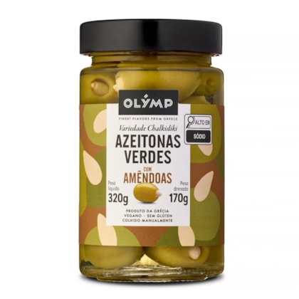 Olymp Azeitonas Verdes Chalkidiki com Amêndoas 320g/170g