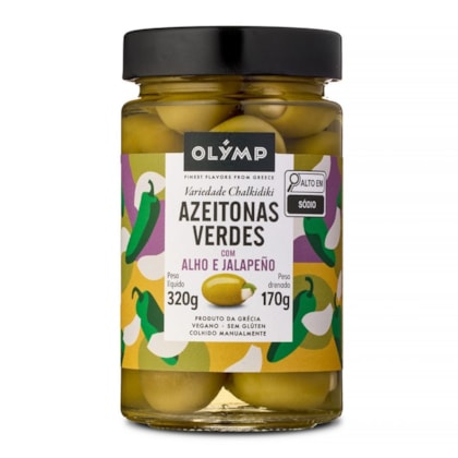 Olymp Azeitonas Verdes com Alho e Jalapeño 170g